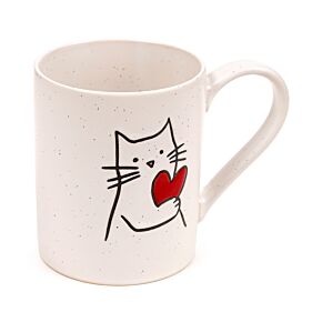 Tazza in Grès Porcellanato - Gatto con il Cuore Tazza in Grès Porcellanato - Gatto con il Cuore