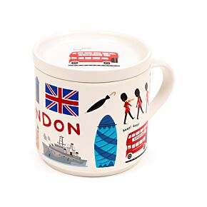 Set Tazza in Porcellana e Sottobicchiere/Coperchio - London Souvenir 