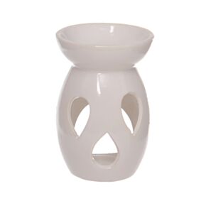 Brucia Essenze in Ceramica con ritagli a forma di goccia - Bianco