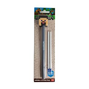 Penna Cancellabile con Topper in Silicone - Minecraft Steve