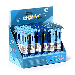 Penna Multicolore con Copripenna (8 Colori) - Squalo Penna Multicolore con Copripenna (8 Colori) - Squalo