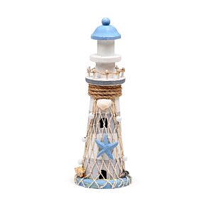 Decorazione Nautica - Faro con Stella Marina Azzurra e Rete