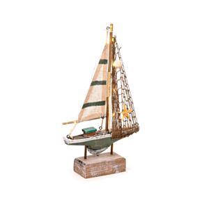 Decorazione Nautica con LED - Barca a Vela con Conchiglie