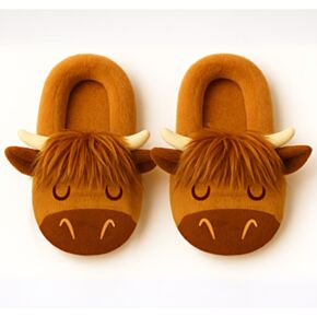 Pantofole in Peluche Antiscivolo - Bue Scozzese - Taglia EU39-41 / UK6-8