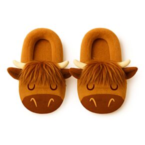 Pantofole in Peluche Antiscivolo - Bue Scozzese - Taglia EU36-38 / UK3-5
