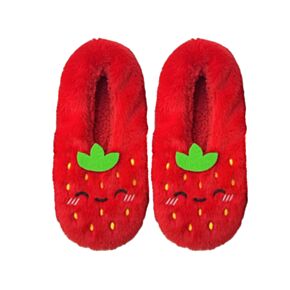 Pantofole in Peluche Antiscivolo - Fragola - FOODIEMALS - Taglia EU36-38 / UK3-6