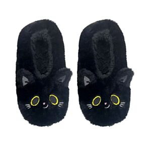 Pantofole in Peluche Antiscivolo - Lucky il Gatto Nero - Taglia EU36-38 / UK3-5