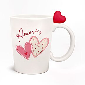 Tazza in Ceramica con Cuore Rosso su Manico - Cuori - Amore