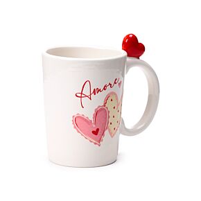 Tazza in Ceramica con Cuore Rosso su Manico - Cuori - Amore Tazza in Ceramica con Cuore Rosso su Manico - Cuori - Amore