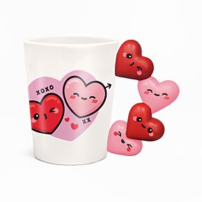 Tazza in Ceramica con Manico a Forma di Cuori - J'Adoramals - Baci XOXO