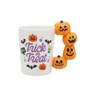 Tazza in Ceramica con Manico a Forma di Zucche Impilate - Trick or Treat SPOOKY Tazza in Ceramica con Manico a Forma di Zucche Impilate - Trick or Treat SPOOKY