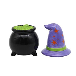 Set Sale e Pepe in Ceramica - Cappello da Strega & Calderone SPOOKY Set Sale e Pepe in Ceramica - Cappello da Strega & Calderone SPOOKY