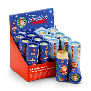 Tubo con Matite Colorate - 12 pezzi - Amici del Natale