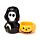 Portacandele in Ceramica - Nera Mietitrice con Zucca - Skull Boy