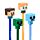 Set di 4 Penne Cancellabili con Copripenna in Silicone - Stile Chibi - Minecraft