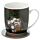 Set Tazza in Porcellana e Sottobicchiere - 12 Gatti - Kim Haskins Natale